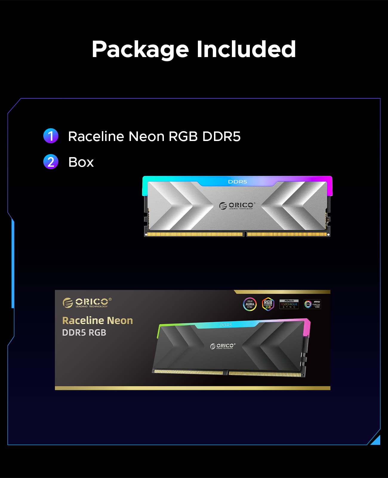 ORICO Raceline Neon DDR5 RGB RAM R500