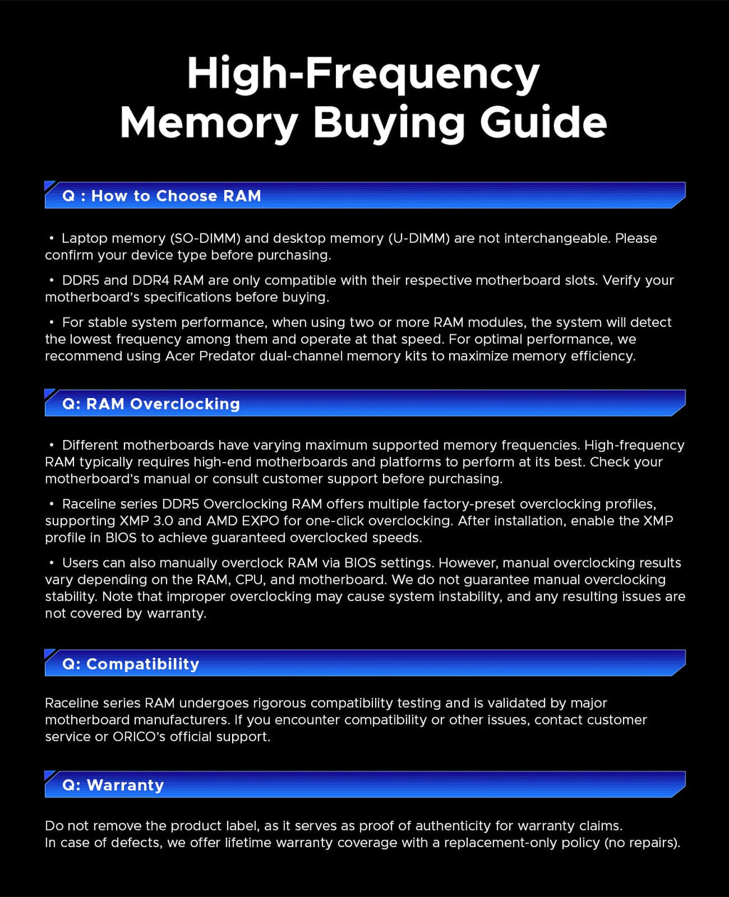 ORICO Raceline Neon DDR5 RGB RAM R500